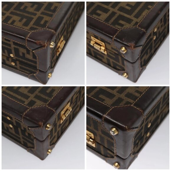 FENDI Attache case Zucca Canvas Trunk Black Brown Auth 113581 - Picture 16 of 16